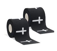 2 Rolls Christian Athletic Tape with Cross, 2 in x 23 Ft Self Adhesive Bandage Wrap, Cotton Athletic Sport Tape for Wrist, Baseball, Soccer, Gymnastics Injuries (Black)