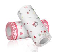 2 Rolls Christmas Grease Proof Food Paper Rolls Xmas Pattern Liners | Food Grade Paper, Oil Drain Lining, Easier Cleanup for Bento Boxes, Sandwiches, Party Hosts Random Style