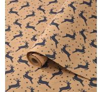 2 Rolls Christmas Kraft Wrapping Paper, 43cm x 10M Recyclable Gift Wrapping Paper Roll for Xmas Birthday Halloween Festival Party Decoration