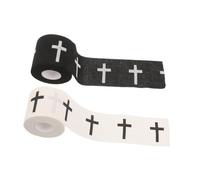 2 Rolls Cross Pattern Athletic Tape 5cm Cotton Wrap | Breathable Elastic Support, Broad Coverage for Athletes, Printed Texture, Suitable for Matches and Ankles