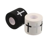 2 Rolls Cross Sports Tape 5cm Wide Cotton Cloth Athletic Wrap | Printed Cross Pattern, Breathable Elastic Build, Easy Application for Matches