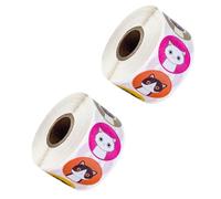 2 Rolls Cute Cat Pattern Sticker Labels 1 Inch Copper Self Adhesive | No Fading, Ultra Strong Peel off Backing, Packing Sealing and Decorating Personal Items