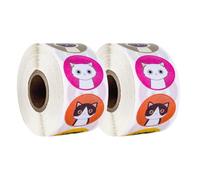 2 Rolls Cute Cat Sticker Labels Decorative Packing 1 Inch | Self Adhesive Copper Finish, Easy Peel Design, No Fading, Strong Hold for Personal Items and Sealing