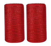 2 Rolls Deco Mesh Ribbon, 6 Inch x 30 Feet Each Roll Red Mesh Ribbon for Christmas Wreaths, Tree Decorations, Garland and Holiday Crafts