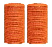 2 Rolls Deco Mesh Ribbon Orange 6 Inch x 30 Feet Each Roll, Flexible Decorative Mesh for Christmas Wreath Making Tree Garland Holiday Crafts Wrapping Party Decor DIY Craft Supplies