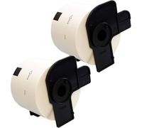 2 Rolls DK-11202 Pre-Cut Paper Label Sticker 62mm(W) x 30.48m(L), for Brother QL Label Printer QL-500 550 570 650TD 700 710W 720NW 800 810W 820NWB 1050 1060N 1100 1110NWB, Black On White