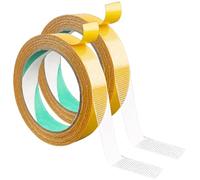 2 Rolls Double Sided Fabric Tape Heavy Duty for Clothes,0.78 in x 32.8FT Long Clear Tape High Stickiness Multifunctional Carpet Fabric Fabric Double with Mesh Tape Adhesive Strong without Residual