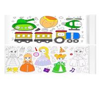 2 Rolls Drawing Paper Roll, 30 x 300cm Craft Paper Roll, Sticky Rolls, DIY Painting Colouring Papers Sheets for DIY Arts and Craft Supplies Party Gifts(Princess and Vehicles)