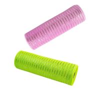 2 Rolls Easter Decorative Mesh Ribbon for Bouquets and Gift Boxes | Plastic Craft Wrap, Vibrant Colours with Metallic Foil Accents, for Spring Floral Arrangement and Outdoor Decorating