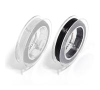 2 Rolls Elastic String for Bracelet Making, Stretchy Bracelet Thread Clay Bead String Jewellery Making Beading Cord Necklace DIY Handmade Craft Decorations Accessories (0.6mm*20m, White + Black)