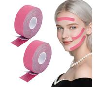 2 Rolls Face Lifting Tape Skin Colours, Face Tape Lifting Face, 2.5 cm x 5 m Facelifting Face Tape Against Wrinkles for Firming and Firming the Skin (Pink)