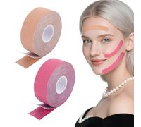 2 Rolls Face Lifting Tape Skin Colours, Face Tape Lifting Face, 2.5 cm x 5 m Facelifting Face Tape Against Wrinkles for Firming and Firming the Skin (Skin Colour, Pink)