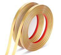 2 Rolls Gold Molding Trim, 1cm x 5m Decorative Edging Strip Self Adhesive PVC Panelling Kit for Mirrior Frame Floor Furniture Wall