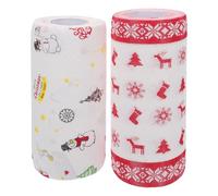 2 Rolls Greaseproof Paper Liners, Disposable Food Serving Sheets | Food Grade Paper Absorbs Excess Oil, Assorted Xmas Patterns for Sandwiches, Plates, Buffets, Picnics and Vendors Random Style