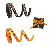 2 Rolls Halloween Ribbon for Gifts Wrapping Crafts, 5 Yard 10mm Wide Orange Black Spider Grosgrain Ribbon Halloween Birthday Cake Wreath Garland Tree Decorations Presents Wrapping Accessories