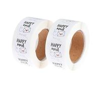2 Rolls Happy Mail Stickers, 1000 Pcs Adhesive Labels, 1 Inch Round Decorative Sealing Labels, for Christmas Gifts, Halloween Party, Wedding Party Supplies