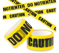 2 Rolls Hazard Warning Tape - Self Adhesive Caution & Do Not Enter Barrier Tape, 4.8cm x 25m Each, High Visibility Yellow Safety Tape for Construction Site, Warehouse, Floor Marking, Road, Workshop