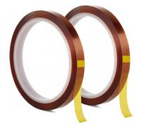 2 Rolls Heat Resistant Tape - 10mm x 33m Polyimide High Temperature Heat Tape - Ideal for 3D Printer, Soldering & Electronic Applications - Perfect for Sublimation, Heat Transfer & Circuit Protection