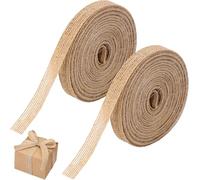 2 Rolls Hessian Ribbon Jute Burlap Ribbon Roll Vintage 20mm x 10m for Gift Wrapping Crafting Wedding Christmas Decorations