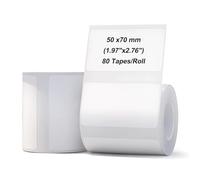 2 Rolls Label Maker Tape, 80 Labels/Roll, 50 x 70 mmThermal Laminated Self-Adhesive Labels for Office Kitchen Food Storage, Blank Rectangle Stickers Suitable for NIIMBOT B1/B21/B3S Label Printer