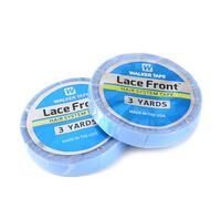 2 Rolls Lace Front Wig Support Tape, Double Sided Adhesive Salon Blue Tape, 0.8 CM* 3 Yards