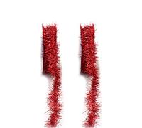 2 Rolls Mini Tinsel Garland Metallic Wire Garland Tinsel Wire Garland Christmas Tree Decorations Glitter Ribbon Wedding Birthday Party Decorations (Red)