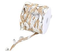2 Rolls Natural Jute Twine with Artificial Leaf Braided Simulation Vine Creative Burlap Leaf Ribbon Rustic Hemp Rope Silver
