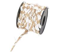 2 Rolls Natural Jute Twine with Artificial Leaf Braided Simulation Vine Creative Burlap Leaf Ribbon Rustic Hemp Rope White