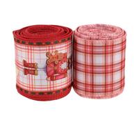 2 Rolls Nutcracker Plaid Wired Edge Ribbon for Gift Wrapping | Red Cloth with Wire, Vintage Style for Crafters, Wine Bottles and Table Settings