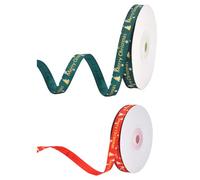 2 Rolls of 10 Yards Ribbon,Christmas Ribbon for Gift Wrapping,Christmas Wrapping Accessories,Snowflakes Gingham,Crafting Decorations Parcel,Glitter Grosgrain Packaging Ornaments,10 mm Wide