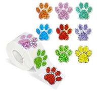 2 Rolls of Dog Claw Sequin Stickers, 2.5Cm Cute Size, Glitter Self-Adhesive Adhesive, Handmade Stickers for Hand-Made Greeting Cards.