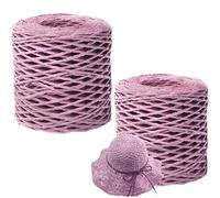 2 rolls of natural yarn, knitting yarn for crocheting bags, baskets, hats, crafts, raffia yarn for crocheting, paper yarn, braiding paper yarn, soft braided raffia ribbon, DIY craft braided