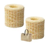 2 rolls of natural yarn, knitting yarn for crocheting bags, baskets, hats, crafts, raffia yarn for crocheting, paper yarn, braiding paper yarn, soft braided raffia ribbon, DIY craft braided