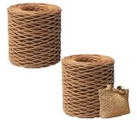 2 rolls of natural yarn, knitting yarn for crocheting bags, baskets, hats, crafts, raffia yarn for crocheting, paper yarn, braiding paper yarn, soft braided raffia ribbon, DIY craft braided