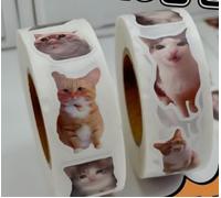 2 Rolls of Physical Kitten Stickers, Durable, Solid Color and Waterproof, Creative Decorative Materials, Suitable for Hand Account Diary, Mobile Phone Case Decoration.