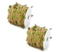 2 Rolls Of Simulated Vines, Garden Hanging Plants, Twine Garland Decorations, Craft Decorative Rattan, Green Leaf Garland