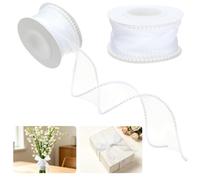 2 Rolls Pearl Edge Chiffon Ribbon 9M White Sheer Organza Ribbon