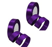 2 Rolls Purple Satin Ribbon 20mm - Double Sided, Thick Fabric for Gift Wrapping, Crafting, Cake Decoration, Hair Bows, Balloons, Weddings