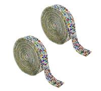 2 Rolls Rhinestone Diamond Ribbons 1 Yard,Self Adhesive Glass Rhinestone Strips,Bling Rhinestone Trim DIY Diamond Stickers Mix Color,Hot Stamping Diamond Sticker Tape for Glitter Shoes Clothes,0.9CM