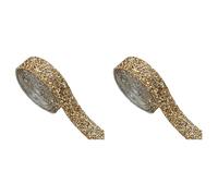 2 Rolls Rhinestone Diamond Ribbons 1 Yard,Self Adhesive Resin Rhinestone Strips,Bling Rhinestone Trim DIY Diamond Stickers Gold,Hot Stamping Diamond Sticker Tape for Glitter Clothes,1.5CM