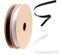 2 Rolls Ribbon Black & White 10mm x 22M Satin Ribbon Thick Durable Ribbon for Gift Wrapping, Wedding, Crafts,Easter, Flower Bouquet, Hair, Christmas Decorations and More