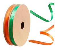 2 Rolls Ribbon Green & Orange 10mm x 22M Satin Ribbon Thick Durable Ribbon for Gift Wrapping, Wedding, Crafts,Easter, Flower Bouquet, Hair, Christmas Decorations and More