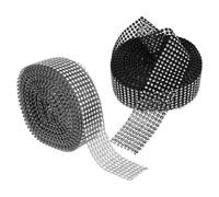 2 Rolls Row Rhinestone Mesh Ribbon Self Adhesive Trim 9m X 4cm