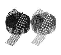 2 Rolls Row Self Adhesive Rhinestone Mesh Ribbon Roll 9m X 4cm