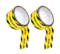2 Rolls Safety Warning Tape 2 Yellow Bopp Hazard Marking | Black Lettering, Bright Yellow Background, Fast Installation for Stairs, Doorways, Offices and Construction Sites