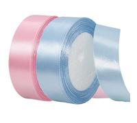 2 Rolls Satin Ribbon 20 mm Wide, Gift Ribbon Light Brown and Pink Ribbon Fabric Satin Ribbons for Bouquets, Gift Wrapping, Christmas, Wedding and DIY Crafts