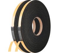 2 Rolls Self Adhesive Foam Tape Weatherstrip 6.5mm(W) x6.5mm(T) x7.6m (L) High Density Foam Insulation Strips Seal Weather Stripping with Strong Adhesive for Door and Window Soundproofing
