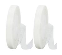 2 Rolls Sheer White Organza Chiffon Ribbon (1.5cm x 45m) - Transparent Wedding, Gift Wrapping & Craft Ribbon for DIY Decor, Bows, Bouquets