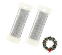 2 Rolls Silver Florist Wire for Christmas Crafts - Elegant Frosted Look Wreath Making Wire, Holiday Floral Arrangements, Xmas Ornaments & DIY Gift Decor (0.35mm x 50m)