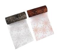2 Rolls Spider Web Tulle Halloween Ribbon for DIY Craft Projects